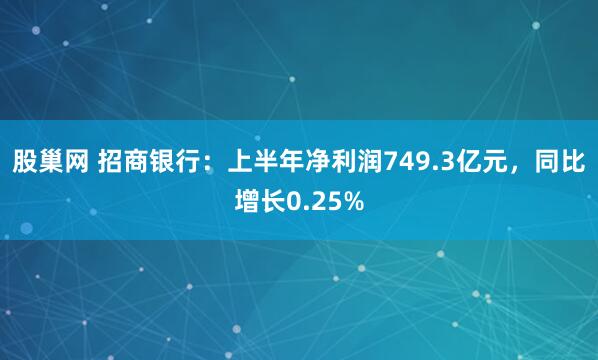 股巢网 招商银行：上半年净利润749.3亿元，同比增长0.25%