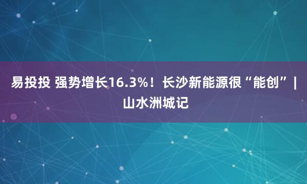 易投投 强势增长16.3%！长沙新能源很“能创” | 山水洲城记